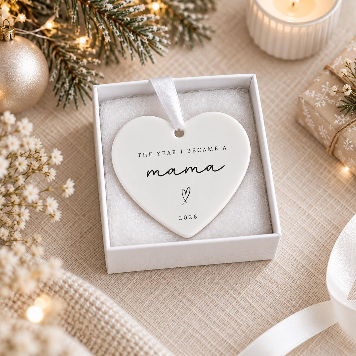 The Year I Became A Mummy Christmas Decoration Personalised Mama Xmas Tree Bauble Ceramic Keepsake Gift