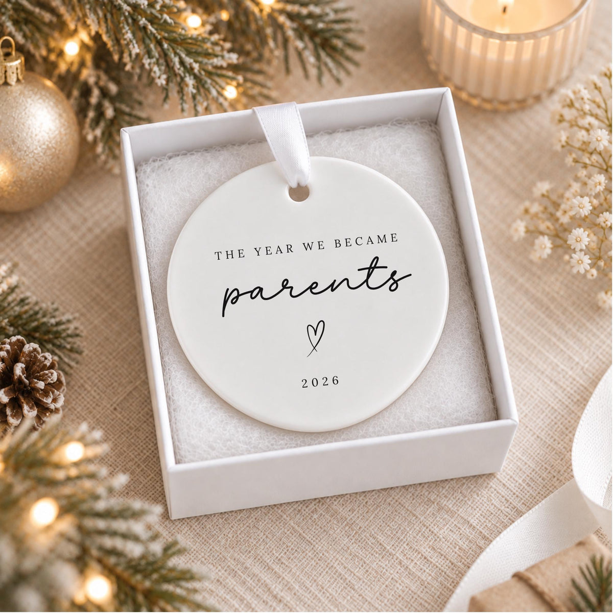 The Year We Became Parents Christmas Decoration New Baby Xmas Tree Bauble Ceramic Keepsake Gift