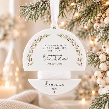 Childs Height Bauble Personalised Christmas Decoration 2025 Ribbon Baby Keepsake