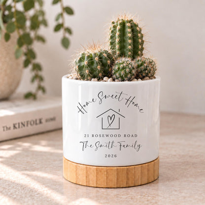 New Home Personalised Plant Pot Housewarming Ceramic Planter Gift
