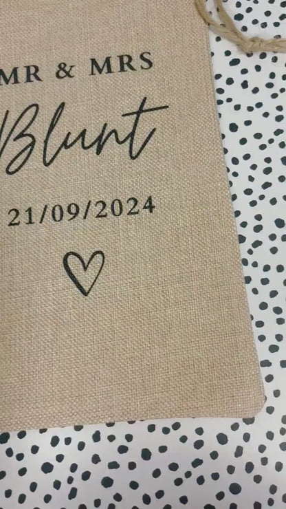 Wedding Personalised Wine Bottle Gift Bag Married Couple Drinks Gift