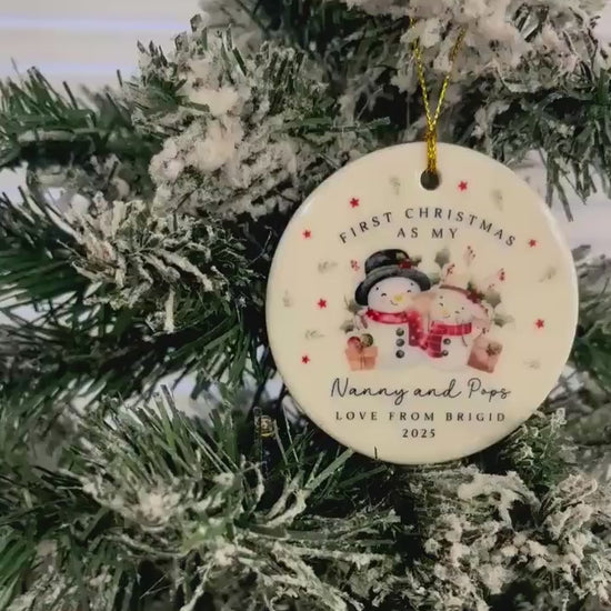 First Christmas As Nanny & Grandad Personalised Bauble Ornament Grandparents Xmas Decoration Gift