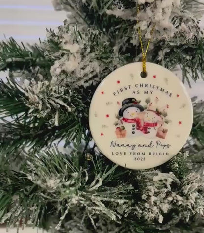 First Christmas As Nanny & Grandad Personalised Bauble Ornament Grandparents Xmas Decoration Gift
