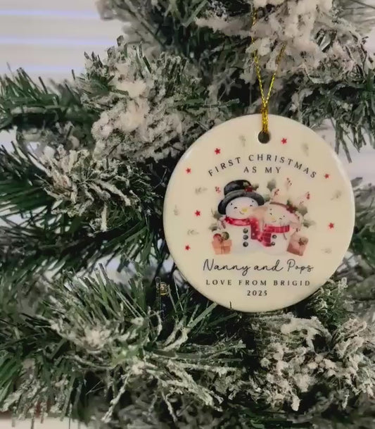 First Christmas As Nanny & Grandad Personalised Bauble Ornament Grandparents Xmas Decoration Gift