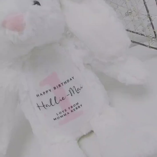 First Birthday Personalised Soft Toy Bunny Teddy Gift Present