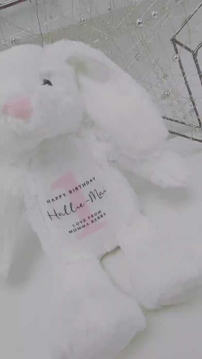 First Birthday Personalised Soft Toy Bunny Teddy Gift Present