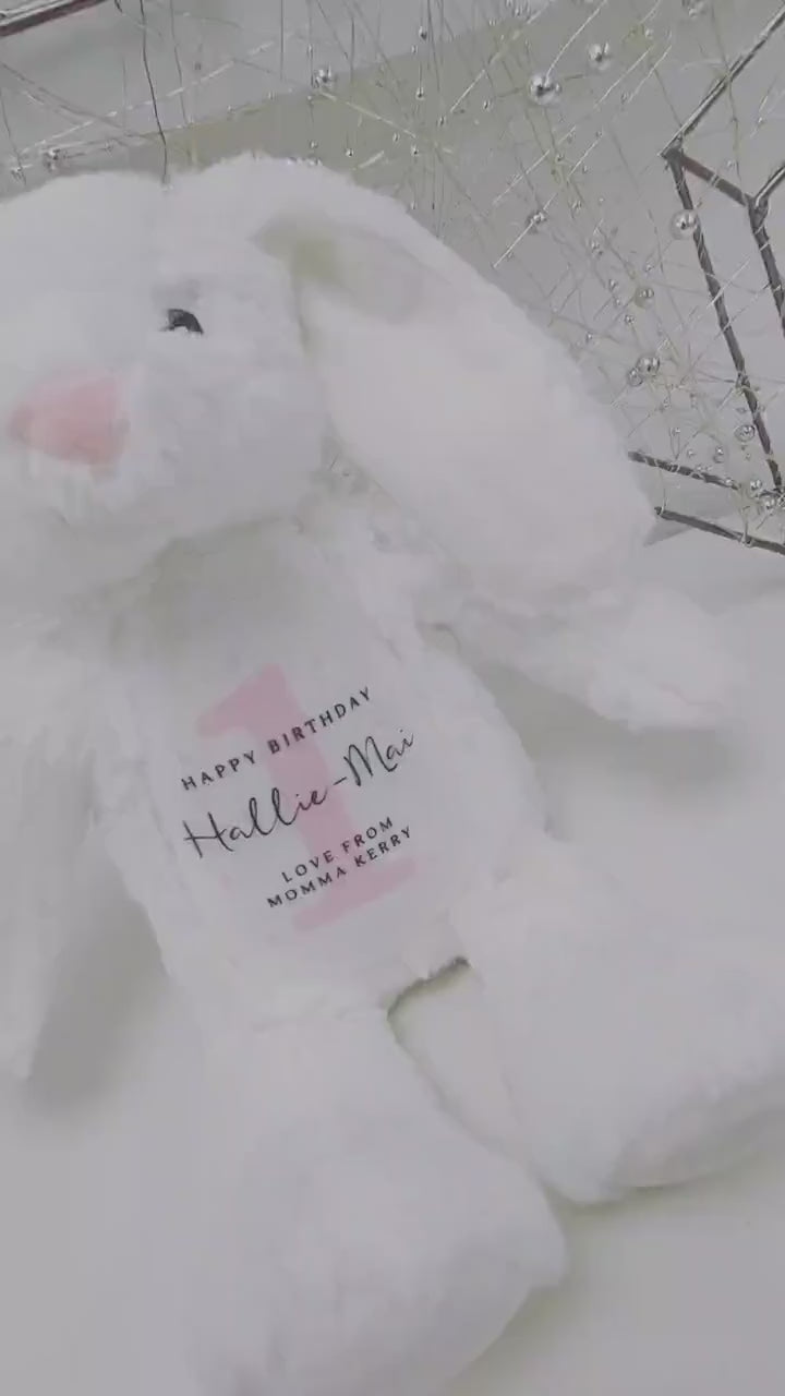 First Birthday Personalised Soft Toy Bunny Teddy Gift Present