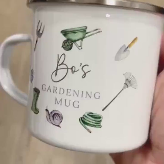 Personalised Gardening Mug Enamel Garden Gift