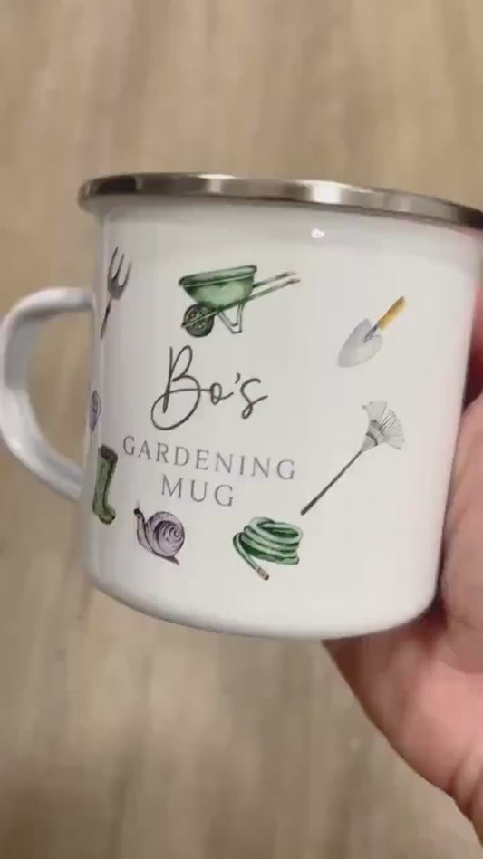 Personalised Gardening Mug Enamel Garden Gift