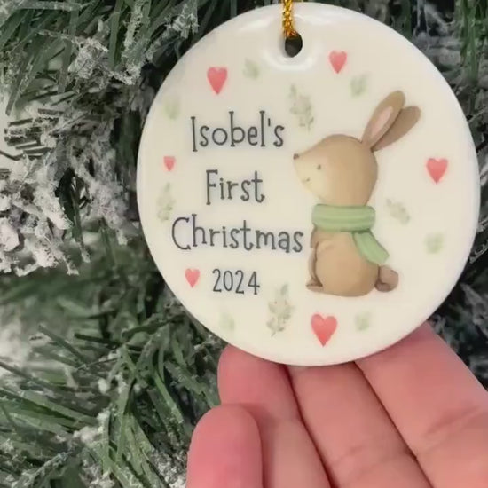First Christmas Decoration Personalised Baby 1st Xmas Tree Bunny Ornament