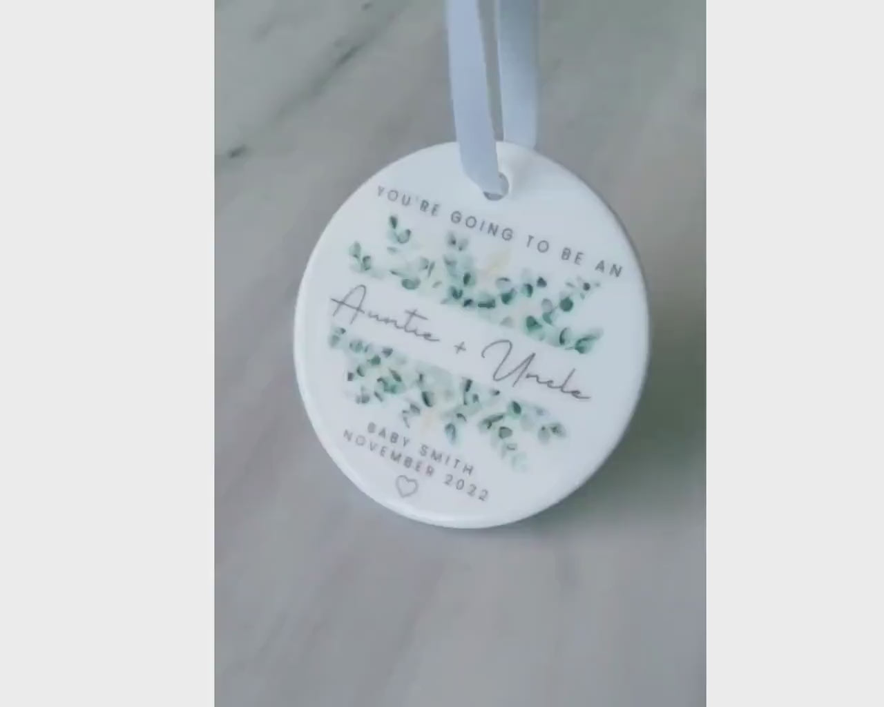 Auntie & Uncle Pregnancy Reveal Ornament Announcement Personalised Gift Decoration
