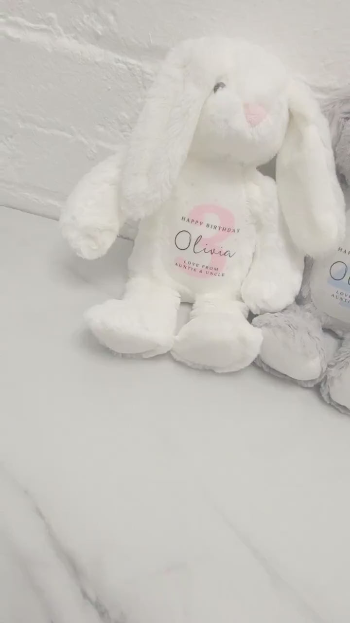 Children's Birthday Personalised Soft Toy Bunny 2nd 3rd 4th Gift Present