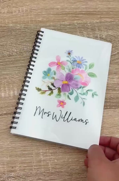 Personalised Teacher Notebook: Floral End of Term Gift