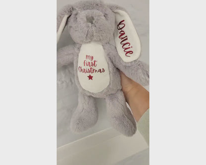 My First Christmas Bunny Personalised Soft Toy Baby Gift Newborn 1st Xmas Present