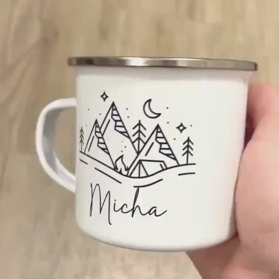 Personalised Camping Mug Outdoor Campervan Enamel Cup Gift