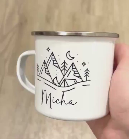Personalised Camping Mug Outdoor Campervan Enamel Cup Gift