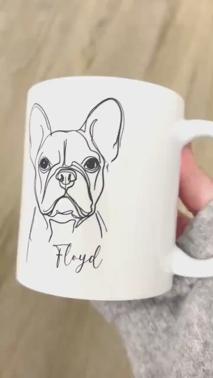 French Bulldog Personalised Mug Line Art Frenchie Dog Gift