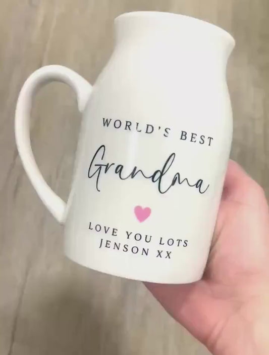 Personalised Vase Mummy/Grandma/Nanny/Auntie Ceramic Flower Jug Birthday Gift