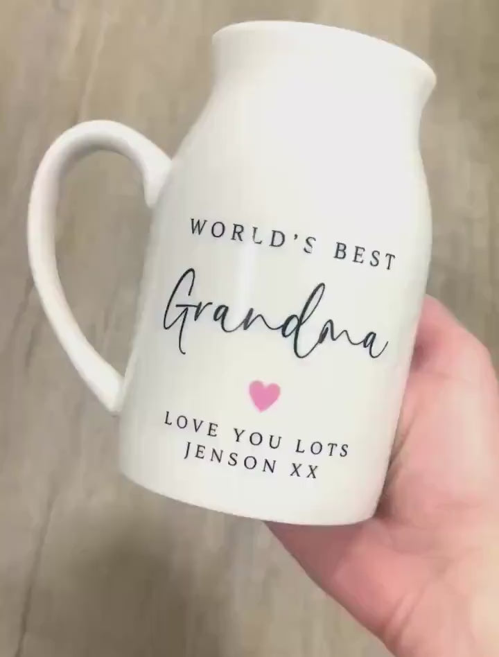 Personalised Vase Mummy/Grandma/Nanny/Auntie Ceramic Flower Jug Birthday Gift