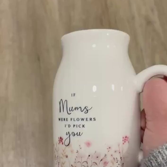 Personalised Vase Mother's Day Mummy Grandma Nanny Mum Ceramic Flower Jug Neutral Birthday Gift