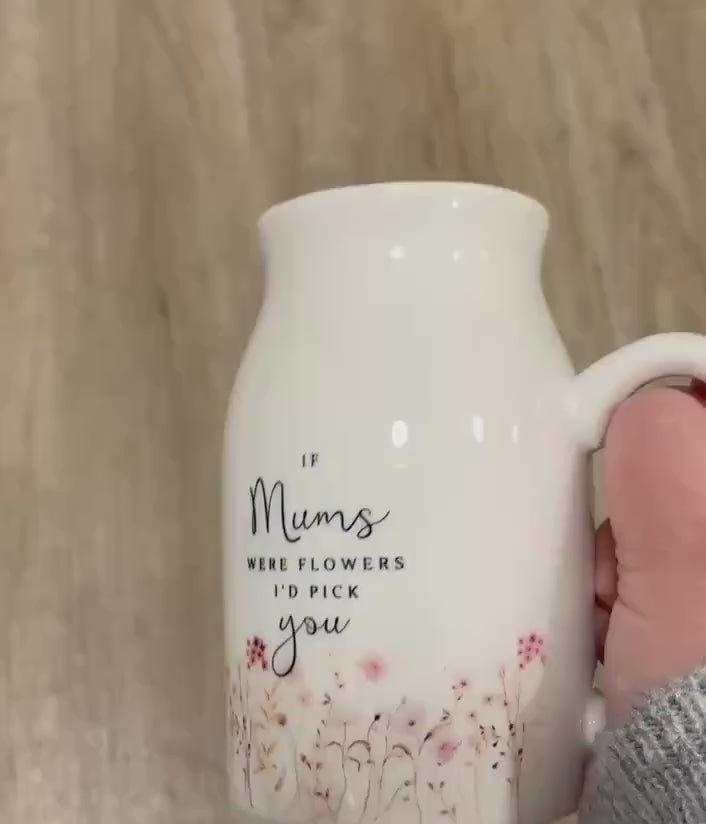 Personalised Vase Mother's Day Mummy Grandma Nanny Mum Ceramic Flower Jug Neutral Birthday Gift