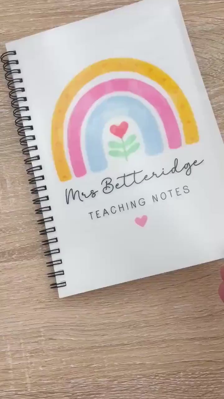 Personalised Teacher Notebook: Rainbow Design, End of Term Gift