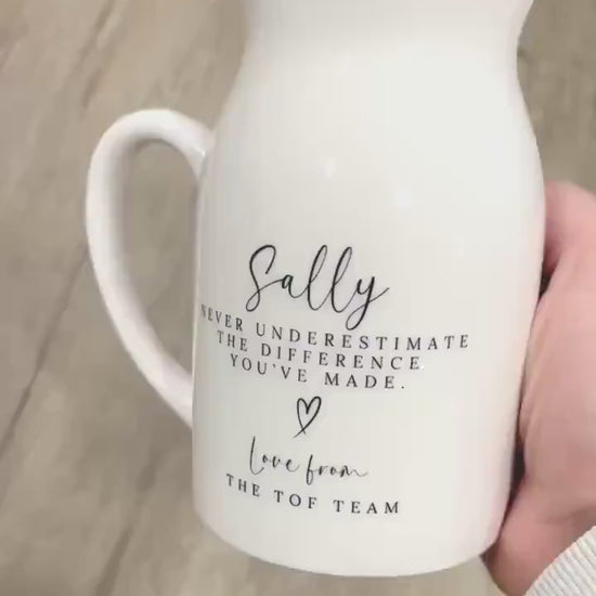 Personalised Vase Leaving Retirement Thank you Ceramic Gift