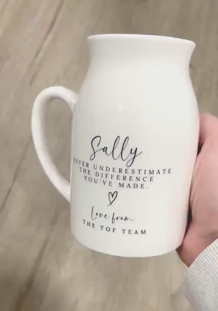 Personalised Vase Leaving Retirement Thank you Ceramic Gift