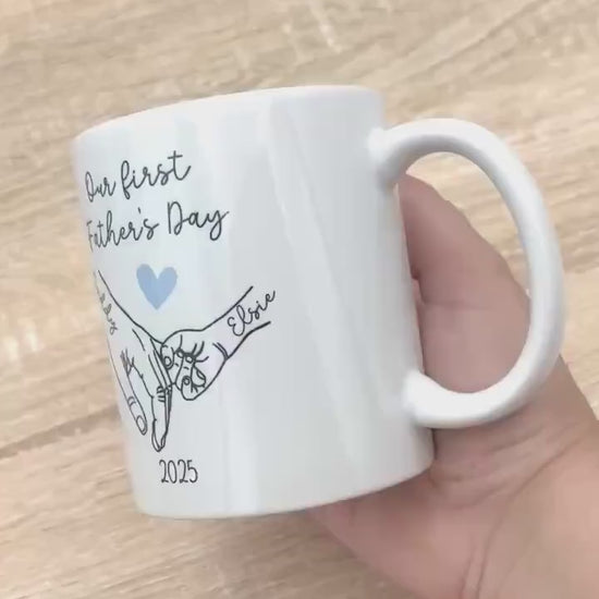 First Father's Day Personalised Mug Holding Hands 2026 Daddy & Baby