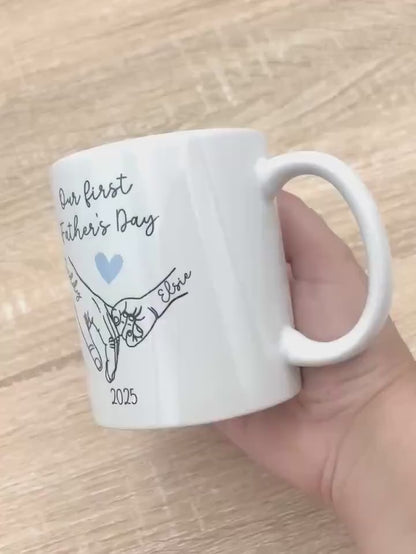 First Father's Day Personalised Mug Holding Hands 2026 Daddy & Baby