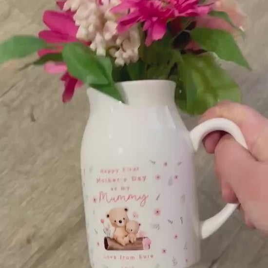 Personalised Mother's Day Vase First As Mummy Nanny Grandma Ceramic Flower Gift