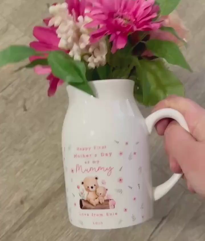 Personalised Mother's Day Vase First As Mummy Nanny Grandma Ceramic Flower Gift