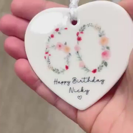 60th Birthday Gift Personalised Floral Sixty Ceramic Keepsake