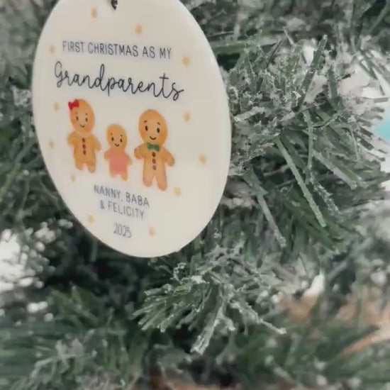 First Christmas As Grandparents Decoration Bauble Personalised Family Xmas Ornament Gift