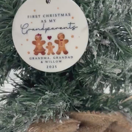 First Christmas As Grandparents Bauble Ornament Personalised Family Xmas Decoration Gift