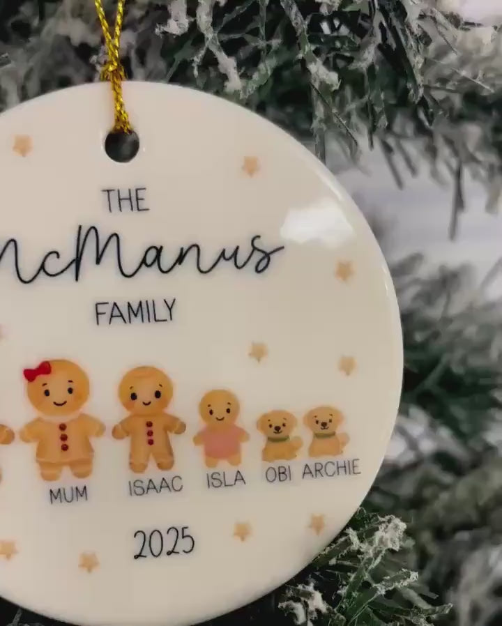 Family Christmas Decoration Personalised Gingerbread Tree Ornament 2025 Gift