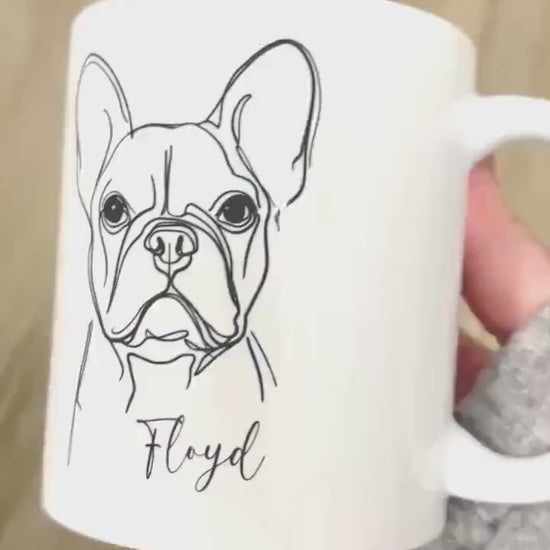French Bulldog Personalised Mug Line Art Frenchie Dog Gift