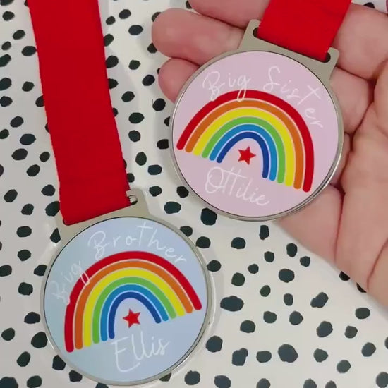 Big Sister/Brother Medal Personalised Sibling Announcement Gift
