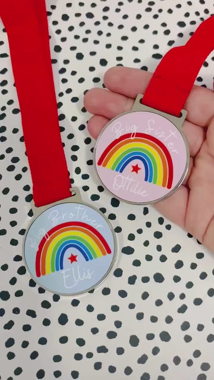Big Sister/Brother Medal Personalised Sibling Announcement Gift