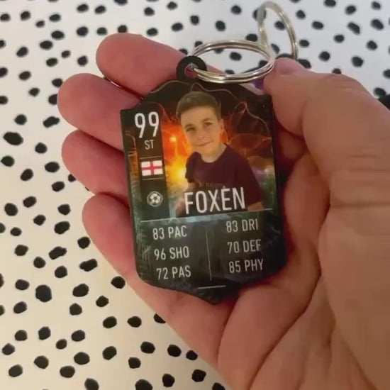 Football Card Keyring Personalised FC Shield Stats Party Bag Gift