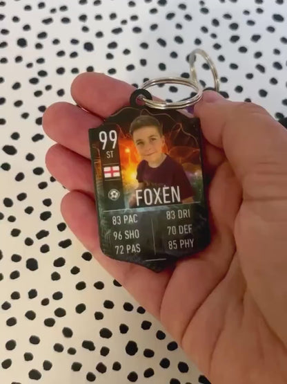 Football Card Keyring Personalised FC Shield Stats Party Bag Gift