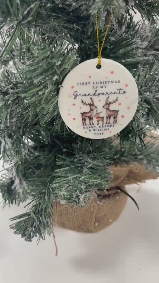 First Christmas As Grandparents Bauble Ornament Personalised Family Xmas Decoration Gift
