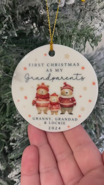 First Christmas As Grandparents Bauble Ornament Personalised Family Xmas Decoration Gift