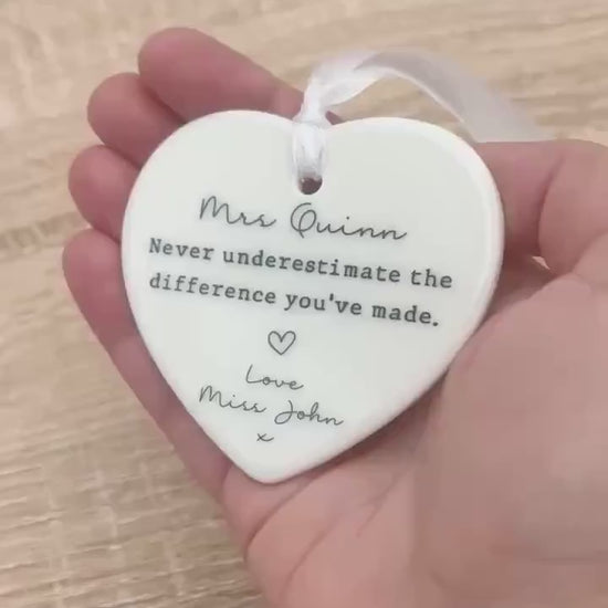 Personalised Never Underestimate Ornament Colleague Leaving Gift Keepsake Thank You Motivational Quote Ceramic