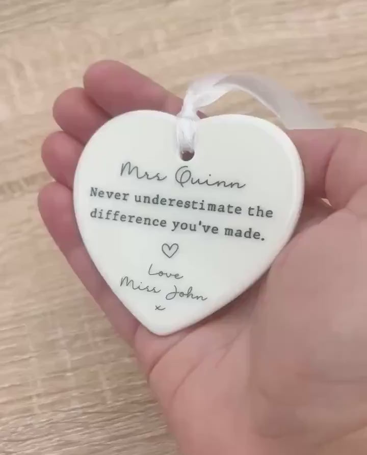 Personalised Never Underestimate Ornament Colleague Leaving Gift Keepsake Thank You Motivational Quote Ceramic