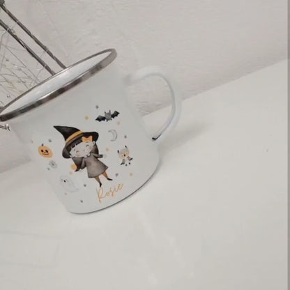 Personalised Halloween Mug Kids Children's Enamel Gift