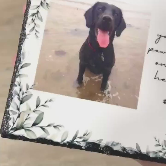 Dog Memorial Photo Slate Personalised Pet Plaque Frame Photograph Gift