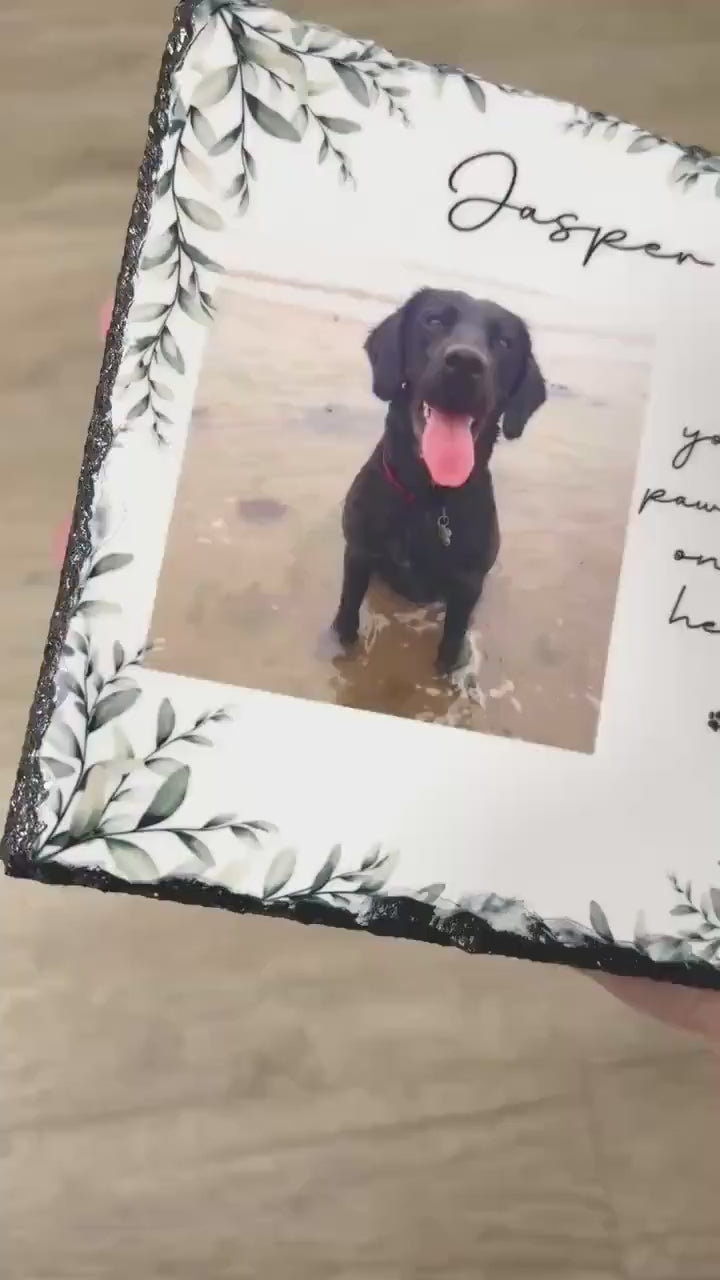 Dog Memorial Photo Slate Personalised Pet Plaque Frame Photograph Gift
