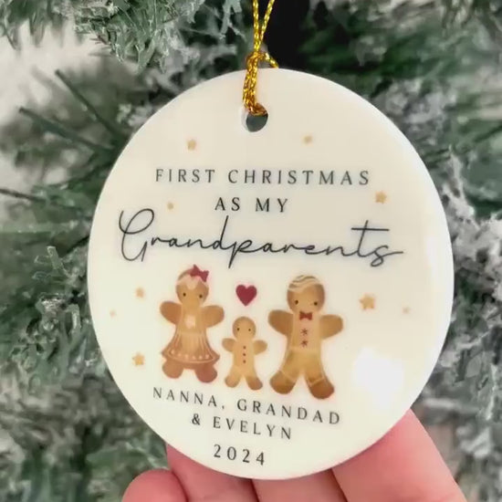 First Christmas As Grandparents Bauble Ornament Personalised Family Xmas Decoration Gift