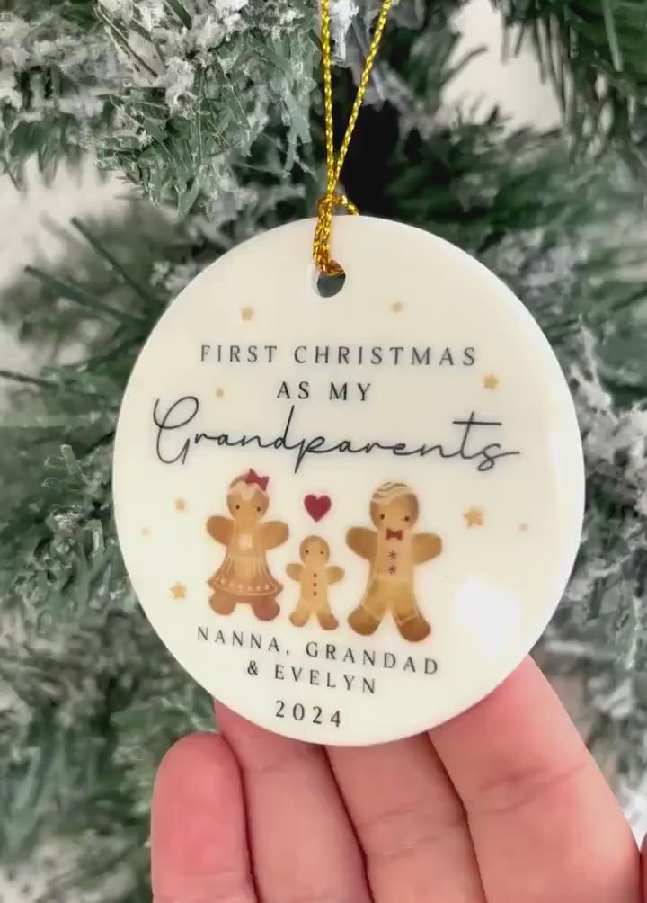 First Christmas As Grandparents Bauble Ornament Personalised Family Xmas Decoration Gift